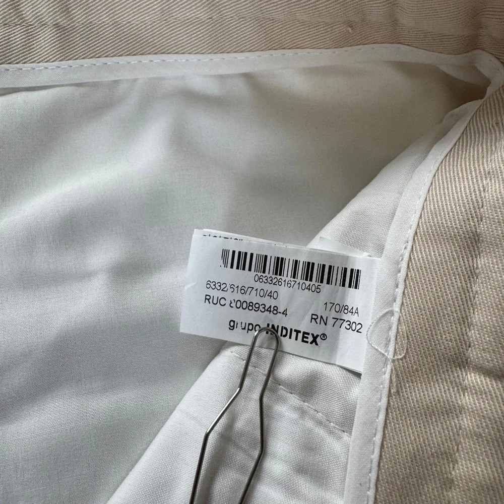 Zara Man Wide Leg Pleated Trousers Beige Tan Pants 6332/616/710 Mens 31 NWT